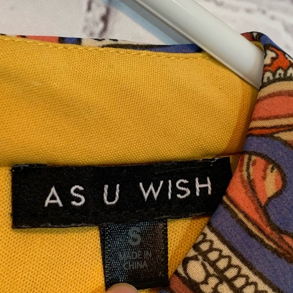 As U Wish yellow floral maxi length dress Sz Small - Picture 8 of 9